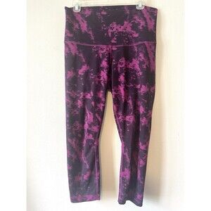Lululemon Wunder Under Crop Leggings Purple Tie-Dye Print High Rise Size 12